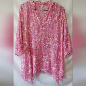 Grand and Greene Pink Paisley Top  Large